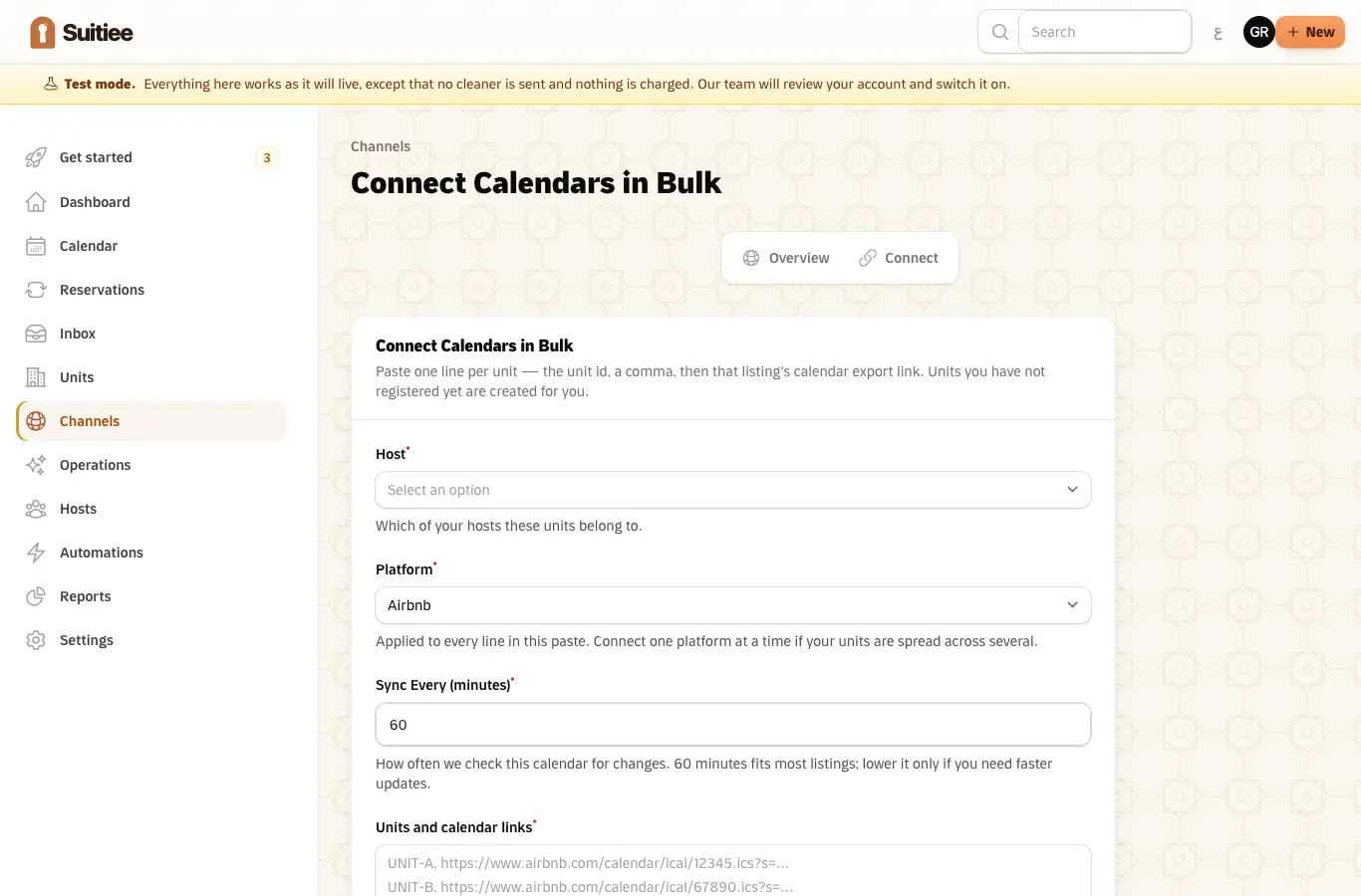 Bulk connect: one export link per line