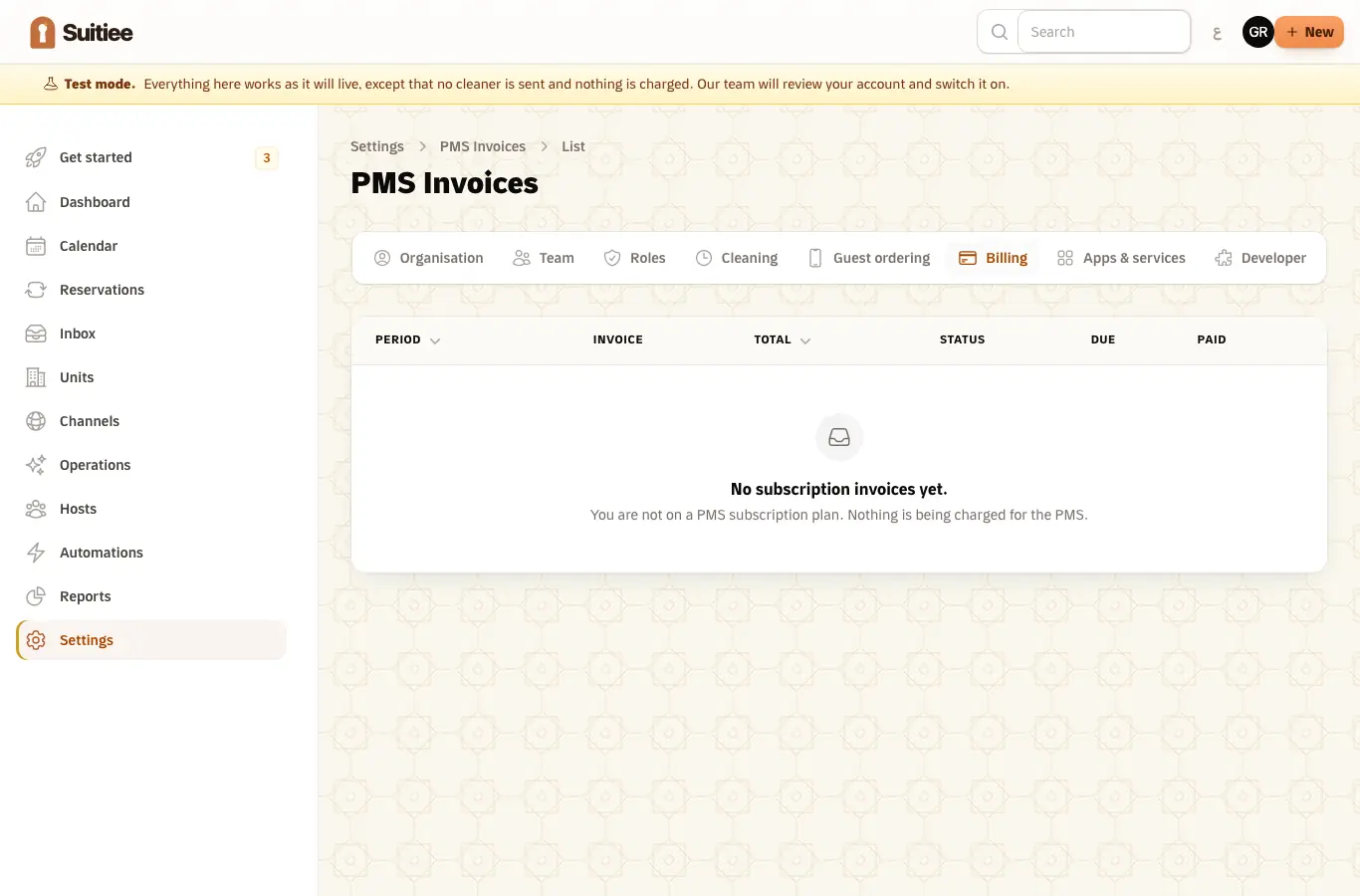 The PMS subscription and its invoices